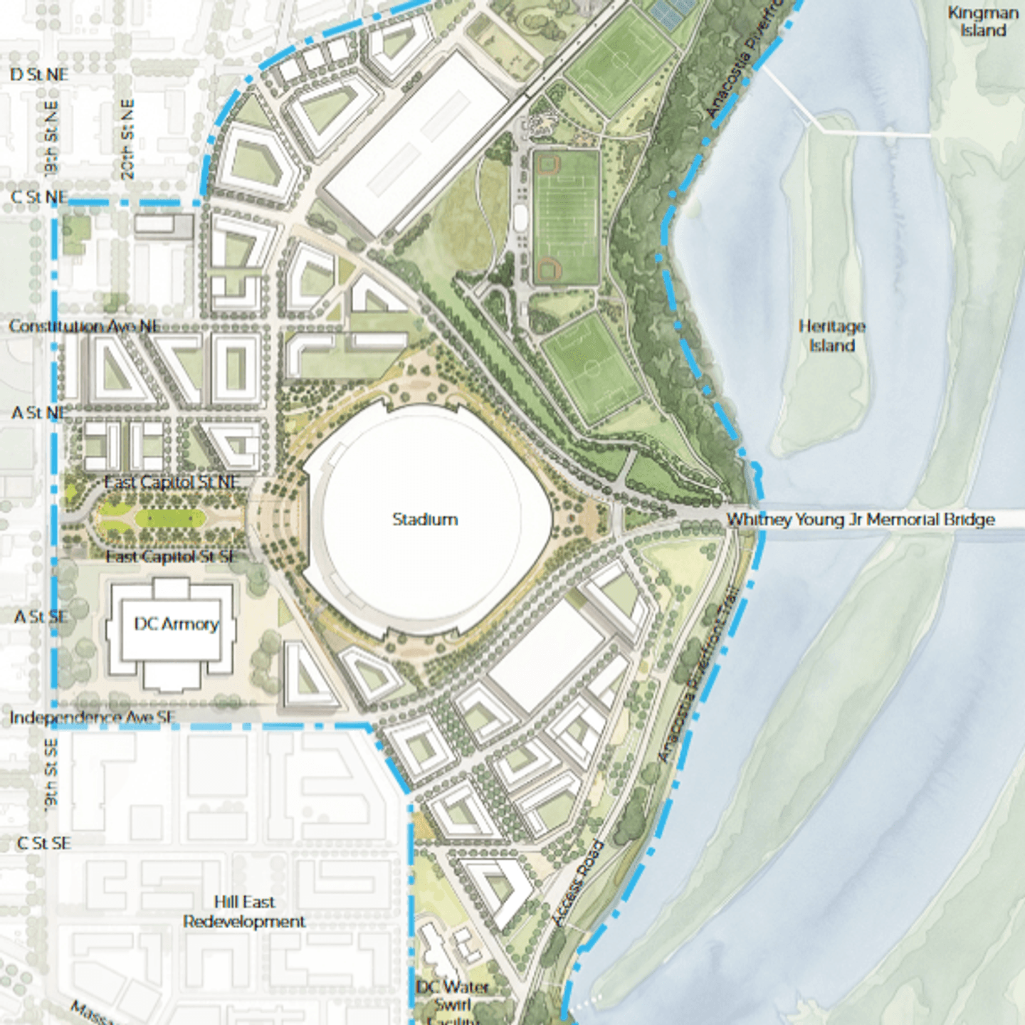 DC's 180-Acre Commanders Stadium Plan Adds Housing and Grocery
